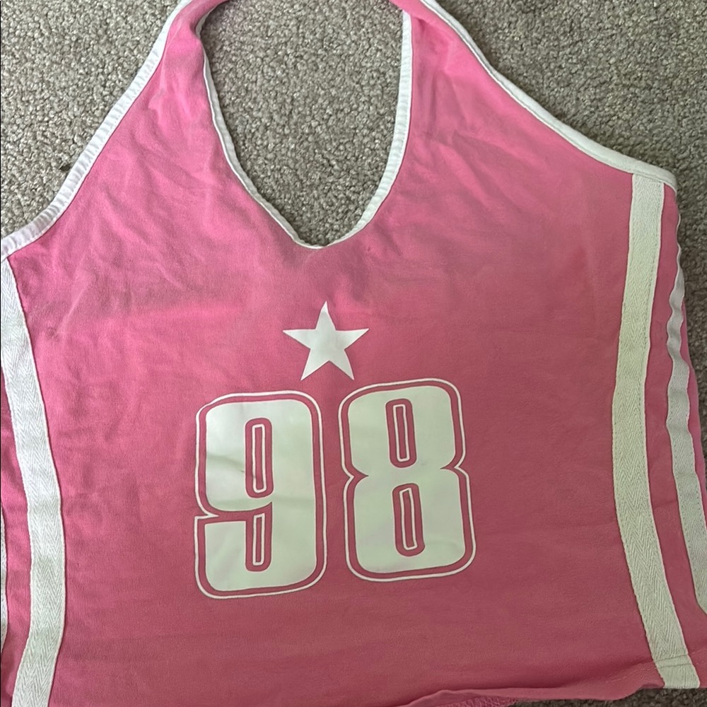 Pink Sleeveless Top with Star and Number 98